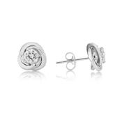 9Ct White Gold Cz &amp;amp; Knot Earrings image