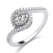 9ct white Gold Cluster With Twisted Shoulders 40pt image