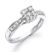 9ct  White Square Cluster Diamond Ring 50pt image