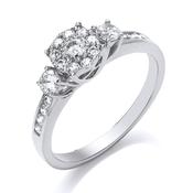 9ct White Gold Diamond Cluster Ring 50pt image