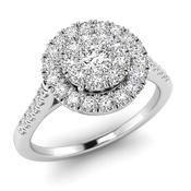 9ct Gold Halo Cluster Ring With Diamond Shoulders 50pt image