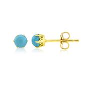 9Ct Yellow Gold Genuine Turquoise Stud Earrings image