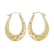 9Ct Yellow Gold Creole Earrings With Engraved Design image