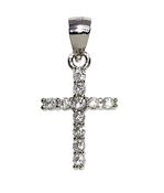 Silver CZ claw set cross with chain. image