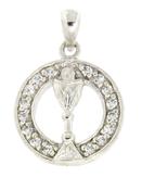Silver chalice with CZ surround with chain