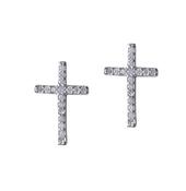 Silver CZ cross earrings. image