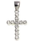 Silver CZ bezel set cross with chain. image