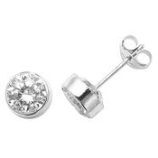9ct White Gold Round CZ Stud Earrings image