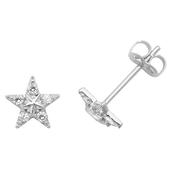 9ct White Gold CZ Fishstar Stud Earrings image