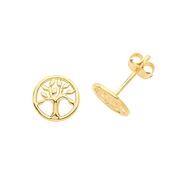 9ct Yellow Gold Tree Of Life Stud Earrings image