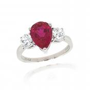 9ct White Gold Cubic Zirconia &amp;amp; Created Ruby Ring image