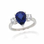 9ct White Gold Cubic Zirconia &amp;amp; Created Sapphire Ring image