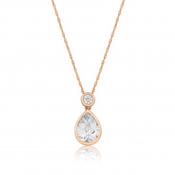 9ct Rose Gold Cubic Zirconia Teardrop Pendant Necklace image
