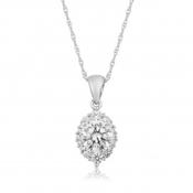 9ct White Gold Cubic Zirconia Pendant Necklace image