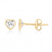 9ct Yellow Gold Cubic Zirconia Heart Earrings (Small) image