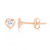 9ct Rose Gold Cubic Zirconia Heart Earrings (Small) image
