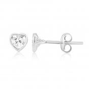9ct White Gold Cubic Zirconia Heart Earrings (Small) image