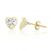 9ct Yellow Gold Cubic Zirconia Heart Earrings (Large) image