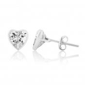 9ct White Gold Cubic Zirconia Heart Earrings (Large) image