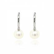 9ct White Gold Culture Pearl Huggy Earrings image