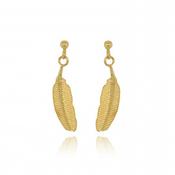 9ct Yellow Gold Feather Drop Earrings image