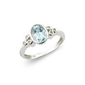 9ct White Gold Diamond &amp;amp; Aquamarine Ring image