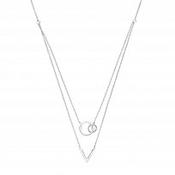Silver Double Chain With Double Circle &amp;amp; Arrow Pendant image