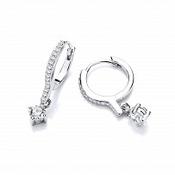 Sterling Silver Swarovski Zirconia Drop Hoop Earrings image