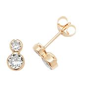9CT YEL GOLD DOUBLE CZ STUD EARRINGS image