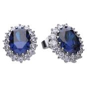 Claw set stud earrings silver with blue Diamonfire cubic zirconia image