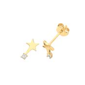 9CT YEL GOLD SHOOTING STAR WITH SINGLE CZ STUD EARRINGS image