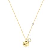 9CT YEL GOLD ROUND DISC&amp;amp;CZ CIRCLE NECKLET image