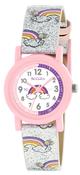 Tikkers Quartz Rainbow White Dial Grey Leather Strap Girls Watch image