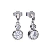 Silver Rubover Double Drop Earrings With Diamonfire Cubic Zirconia image