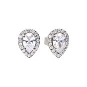Silver Teardrop Halo Stud Earrings With Diamonfire Cubic Zirconia image