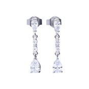 Silver Long Teardrop Drop Earrings image