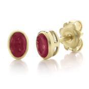 9ct Yellow Gold Bezel Set Ruby Stud Earring image