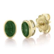 9ct Yellow Gold Bezel Set Emerald Stud Earrings image