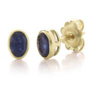 9ct Yellow Gold Bezel Set Sapphire Stud Earrings image
