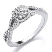 9ct white gold certified .25pts diamond cluster ring with twist on shank image
