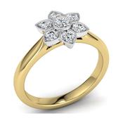 9ct Yellow Gold Daisy Cluster  Certified .25pts Ring image