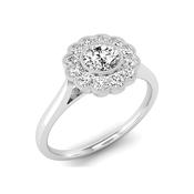 9ct White Gold Fancy Cluster Diamond Certified .40pts Ring image