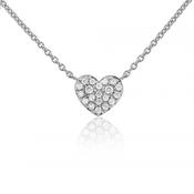 9ct White Gold Diamond Heart Necklace image