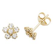 9CT YEL GOLD CZ FLOWER STUD EARRINGS image