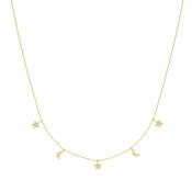 9CT YEL GOLD HANGING MOON AND STAR NECKLET image