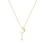 9CT YEL GOLD MOON WITH DROP STAR NECKLET image
