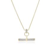9ct Yellow Gold Diamond T-Bar Pendant Necklace image