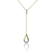 9ct Yellow Gold Diamond Tear Drop Pendant Necklace image