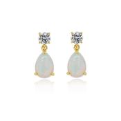 9ct Yellow Gold Cubic Created Opal Earring image