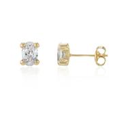 9ct Yellow Gold Oval Cubic Zirconia Claw Set Earring